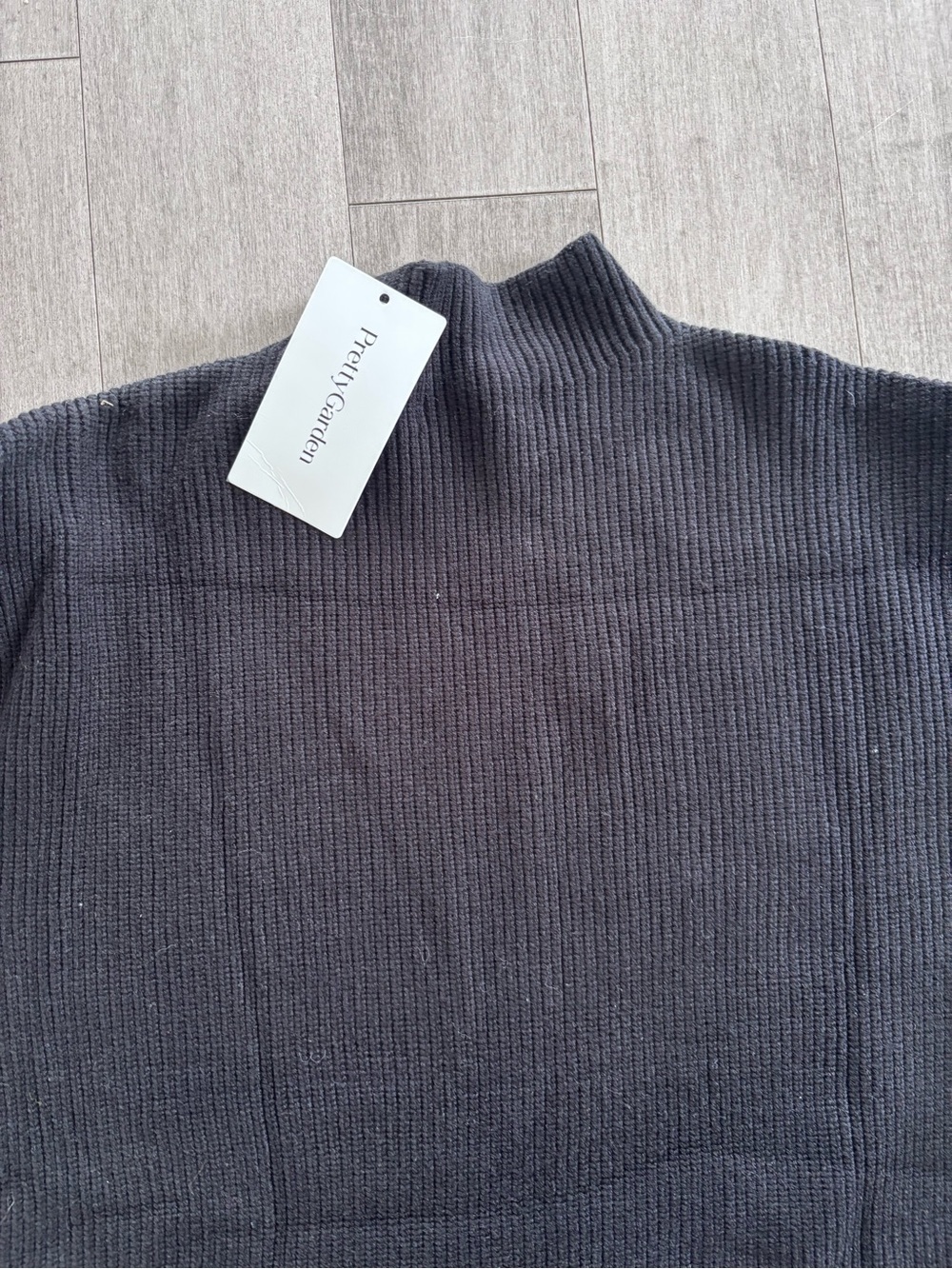 Black Crewneck Sweater with Contrast Stitch Trim - Picture 3 of 7